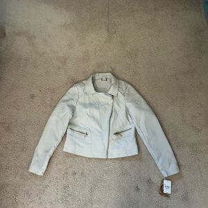 Jou Jou Women's Light Gray Leather Jacket